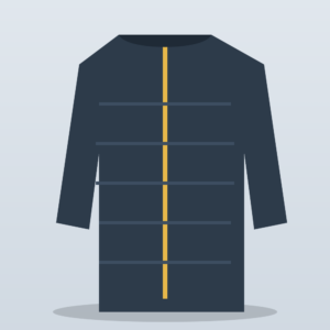Illustration of a navy quilted jacket
