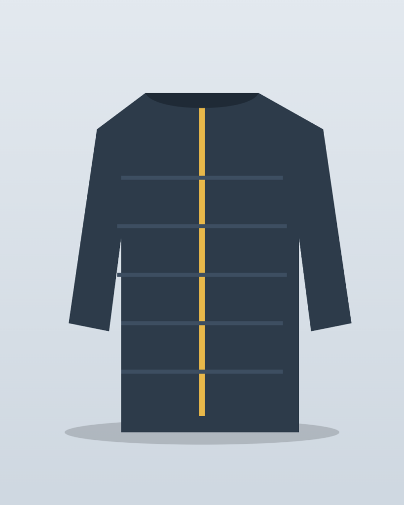Illustration of a navy quilted jacket