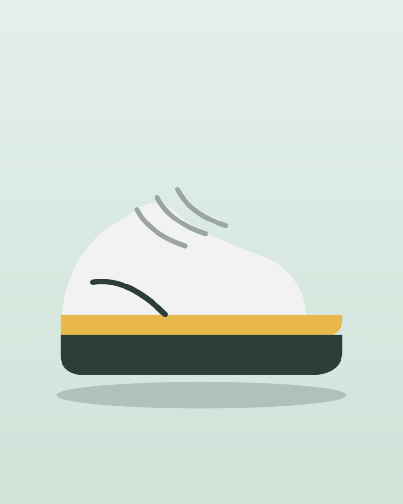 Illustration of white and yellow trail sneakers